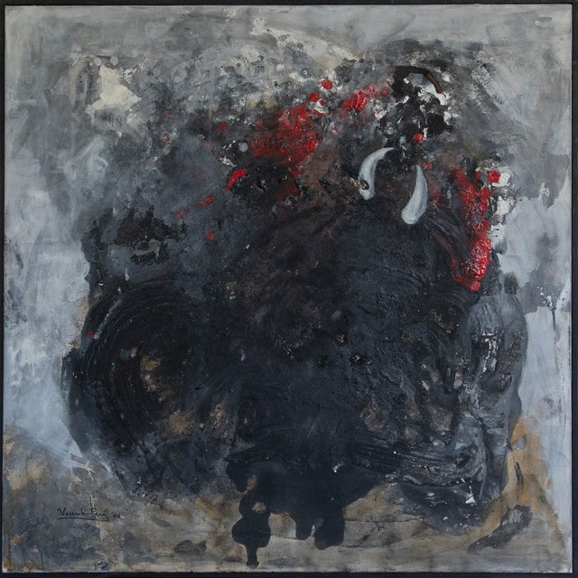 Abstract Composition, Original Mixed Media on Canvas, 2000s, in Good conditions. Designed from 2000