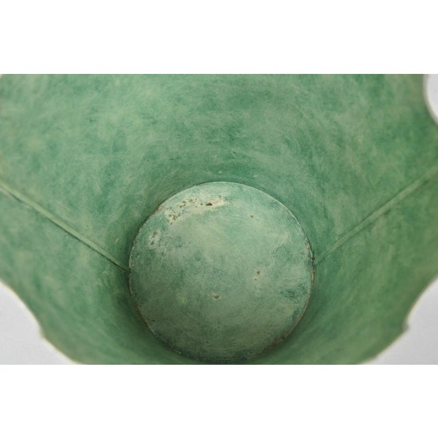 Metal Vintage Italian Hollywood Regency Tole Metal Cream & Green Painted Wastebasket For Sale - Image 7 of 12