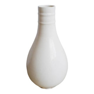 Vintage Farmhouse White Milk Pottery Vase For Sale