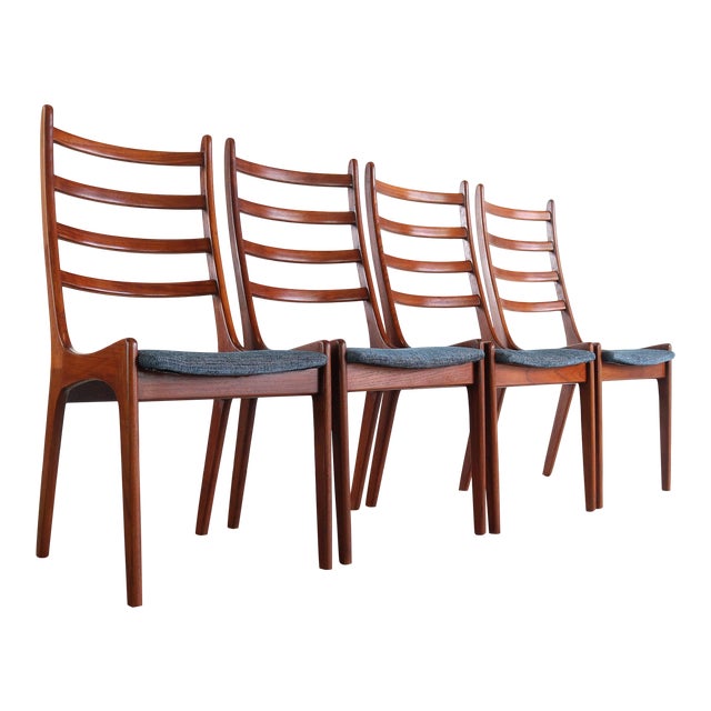 Sculptural Ladder Back Dining Chairs Attributed to Kai Kristiansen For Sale