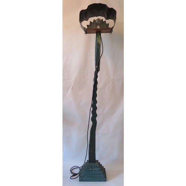 Dan Abramson Wood & Metal Ziggurat Floor Lamp For Sale - Image 4 of 8