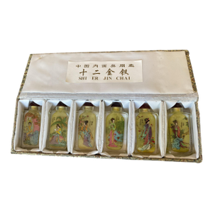 Antique Dream Red Mansion Reverse Inside Painting Snuff Bottles Chinese Snuff Perfume Bottles- Set of 6