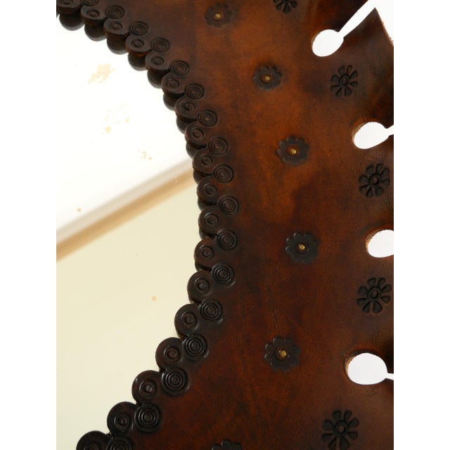 Round Wall Mirror with Leather Frame and Strap, 1960s For Sale - Image 12 of 17