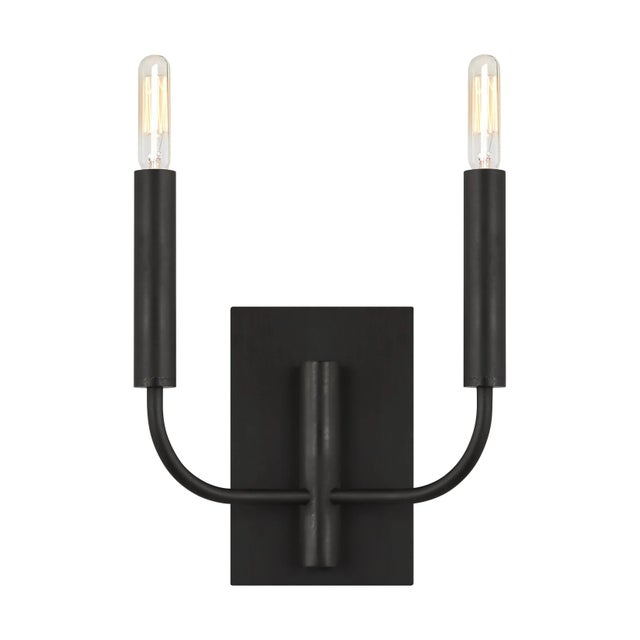 Metal ED Ellen DeGeneres by Visual Comfort Studio Brianna Double Sconce, Aged Iron For Sale - Image 7 of 7