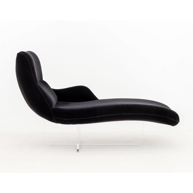 Vladimir Kagan Erica Chaise Longue, Model P6910-L, &nbsp;with black mohair upholstery on lucite base, "Vladimir Kagan /...