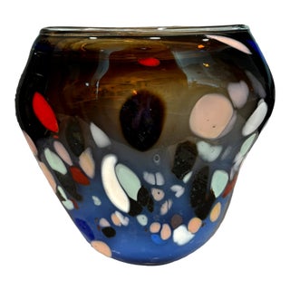 Murano Style Handblown Studio Art Glass Carnivale Murrine Vase Shelf Decor For Sale