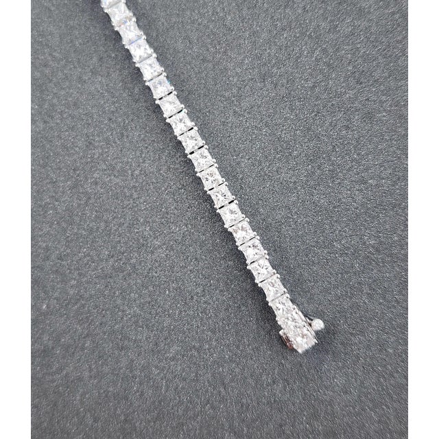 Early 21st Century 6.53 Ct Princess Cut Diamond Tennis Bracelet For Sale - Image 5 of 8