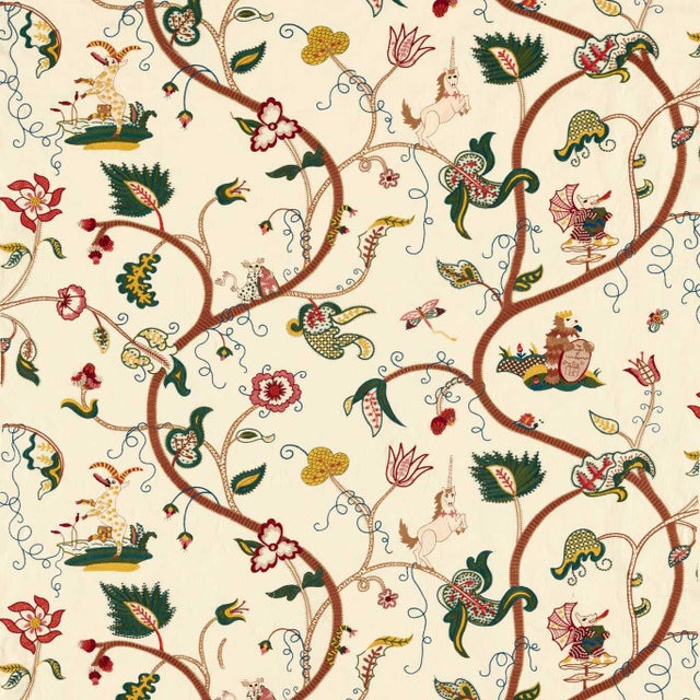 Zoffany Hampton Embroidery Fabric in Tapestry For Sale