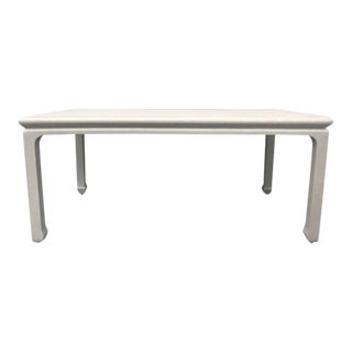 Chinese-Style Taupe Lacquered Grasscloth Coffee Table For Sale