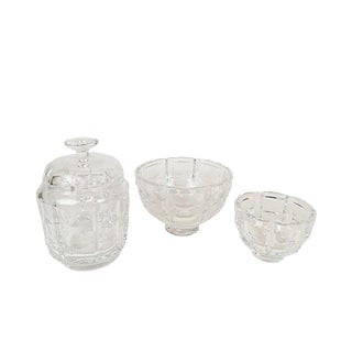 Art Deco Crystal Bowls by Simon Gate for Orrefors, 1960s, Set of 3 For Sale