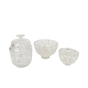 Art Deco Crystal Bowls by Simon Gate for Orrefors, 1960s, Set of 3
