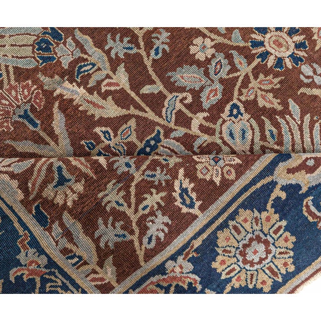 Textile Antique Indian Brown Handmade Wool Rug For Sale - Image 7 of 8