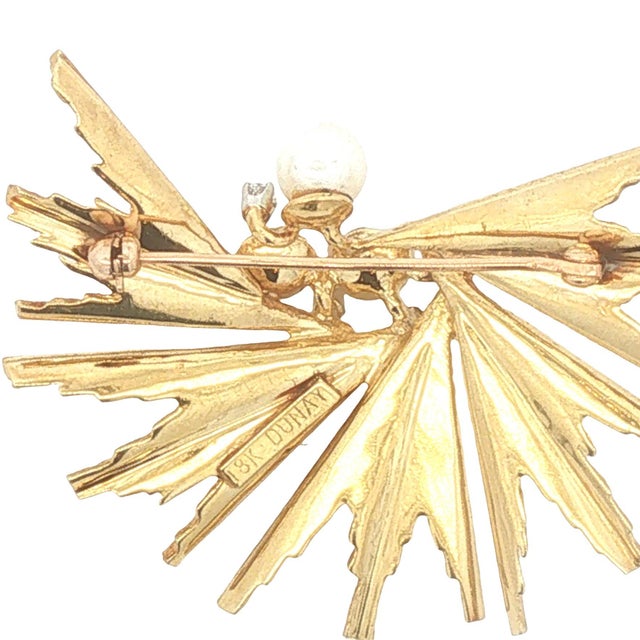 Modern Late 20th Century Henry Dunay Pearl and Diamond Modern Spray Brooch For Sale - Image 3 of 3