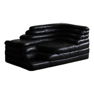 DS-1025 Terrazza Sofa in Black Leather by Ubald Klug for de Sede, 1970s For Sale