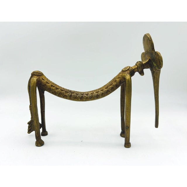 Pair Vintage West African Dogon Style Lost-Wax Brass Elephant Sculptures For Sale - Image 4 of 8