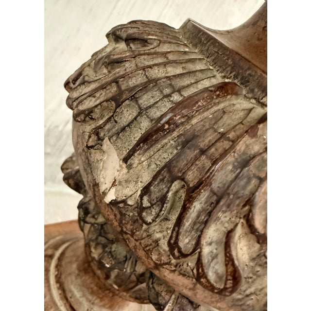 Brown Neoclassical-Style Faux Wood Urn Table Lamp, Detailed Baluster Pedestal & Contrasting Opaque Black Drum Shade For Sale - Image 8 of 11