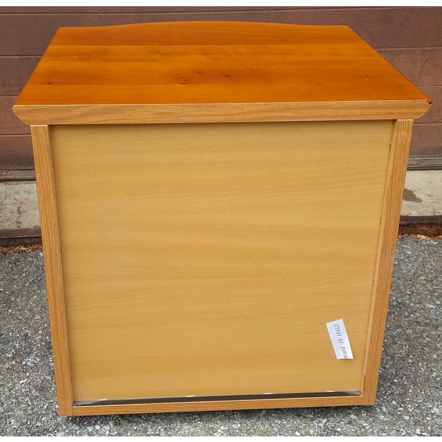 Late 20th Century Pair Scandinavian Modern Style Italian Cherry Bedside Chests of Drawers For Sale - Image 10 of 13