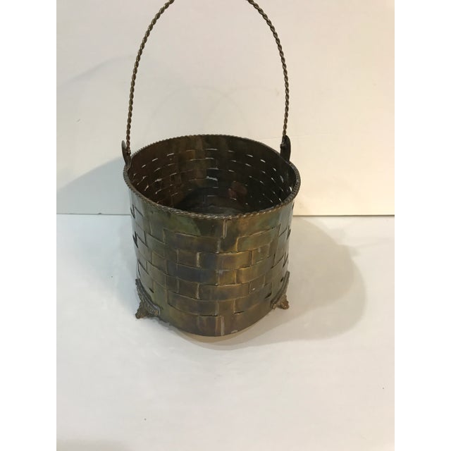 Indian Vintage Woven Brass Letter Holder With Handle - Made in India For Sale - Image 3 of 11