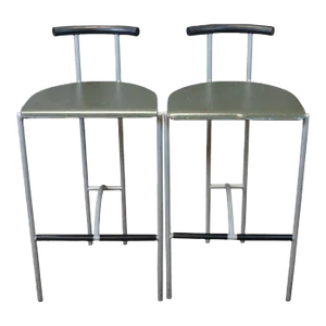 1980s Rodney Kinsman for Bieffeplast Italian Postmodern Tokyo Bar Counter Stools- Set of 2