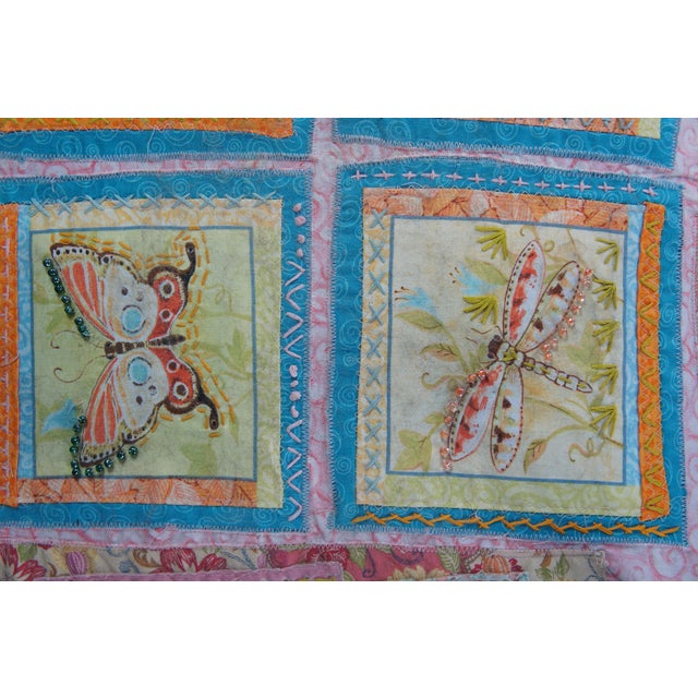 Antique Mahogany Quilted Velvet Butterfly Dragonfly Charm Armchair For Sale - Image 12 of 13