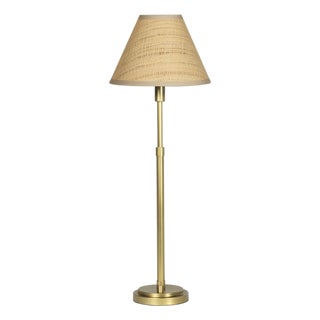 Polly Buffet Lamp, Natural Brass with Rattan Shade For Sale