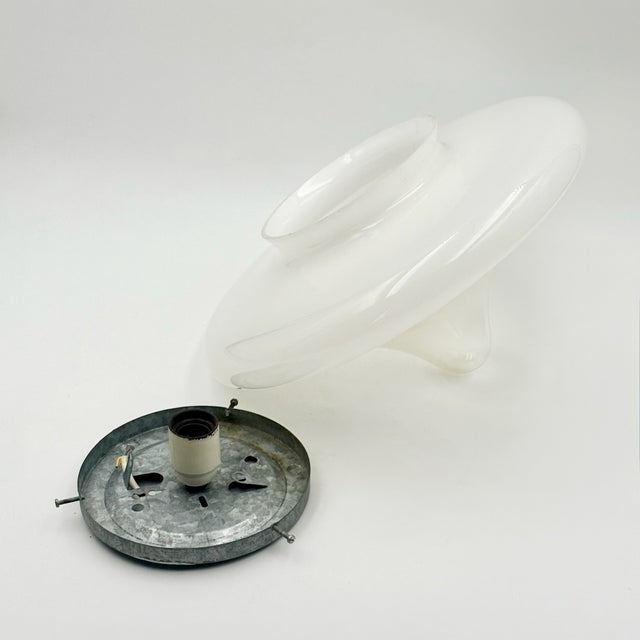 Large Italian Opaline Glass Flush Mount, 1970s For Sale - Image 10 of 14