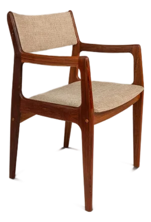 Restored Mid-Century Scandinavian Modern Arm Chair in Solid Teak & New Fabric in the Manner of D-Scan, C. 1970's