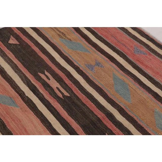 1950s Vintage Persian Square Kilim, Stripes With Bold Tribal Geometry - Rug & Kilim For Sale - Image 5 of 9