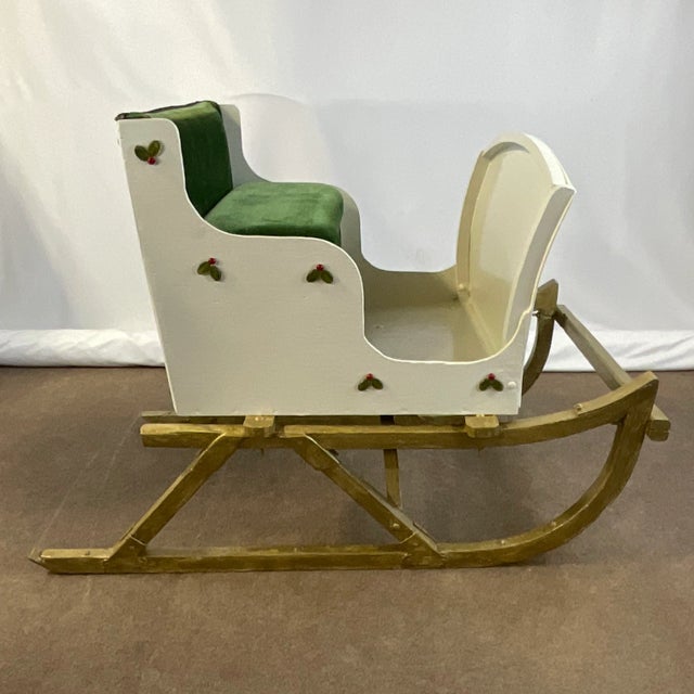 Bottle Green 1940s Americana Hollywood Regency Christmas Shetland Pony Sleigh, Life Size Artisan Christmas Holiday Accent For Sale - Image 8 of 12