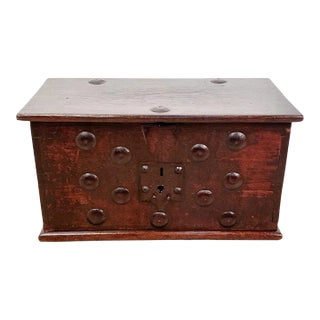 19th Century Continental Strong Box With Iron Decoration For Sale