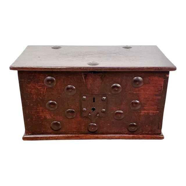19th Century Continental Strong Box With Iron Decoration For Sale