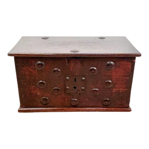 19th Century Continental Strong Box With Iron Decoration