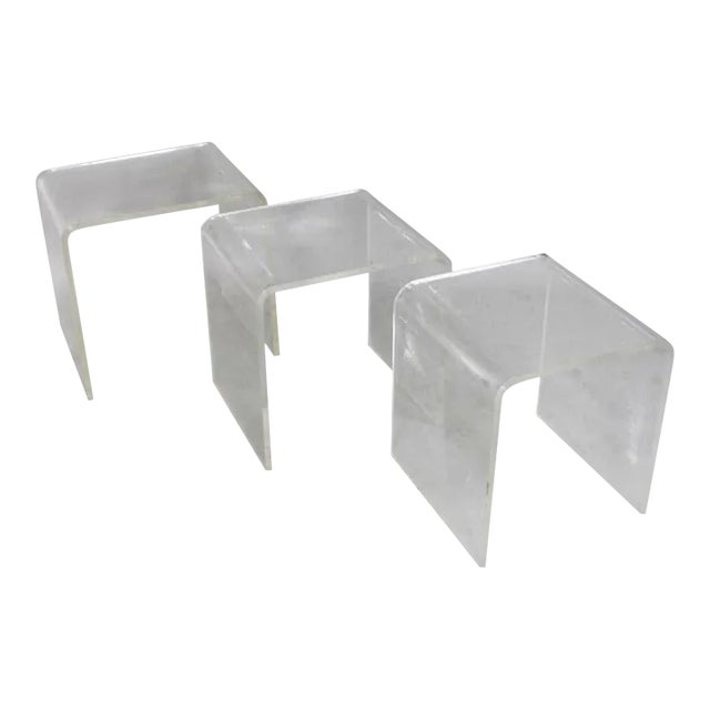 Set of 3 Lucite Nesting Tables Mid Century Modern For Sale