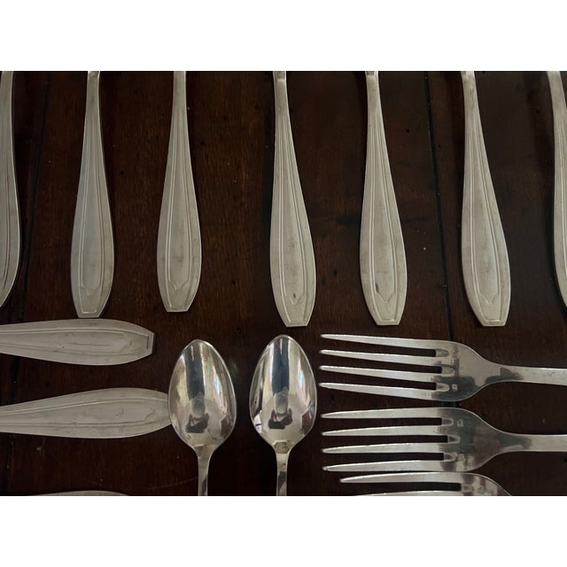 1940s French Art Deco Silverplate Silverware, C. 1940's- Set of 37 For Sale - Image 5 of 11