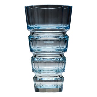 Aquamarine Crystal Vase from Moser, 1980s For Sale