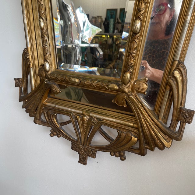 Early 20th Century French Art Nouveau Carved Gilt Wood Mirror For Sale In Miami - Image 6 of 11