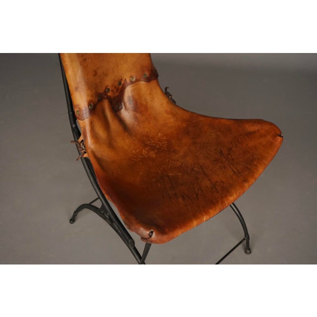 Iron & Leather Side Chair from Sido and François Thévenin, 1980s For Sale - Image 11 of 16