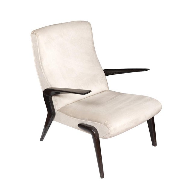 Fabric and Walnut Armchairs by Osvaldo Borsani for ABV, 1950s, Set of 2, in Very Good conditions. Designed 1950 to 1959 I...