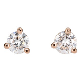 Round 3mm - Lab-Created Diamond Martini Studs in 14k Solid Gold-Set of 2 For Sale