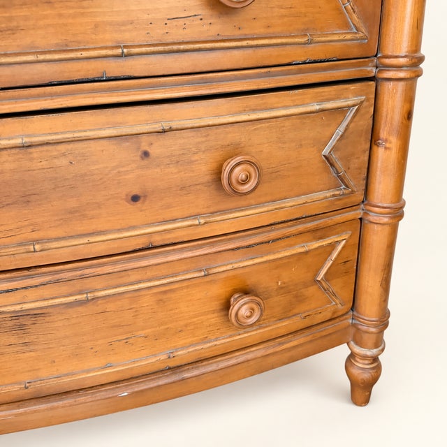 Late 20th Century Ethan Allen Faux-Bamboo Bowfront Chest of Drawers For Sale - Image 9 of 10