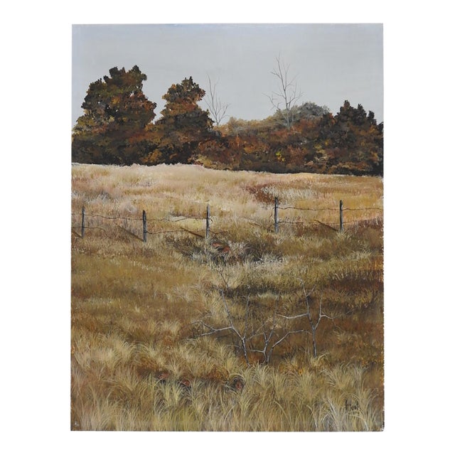 Late 20th Century Homestead Ranch Landscape Painting For Sale