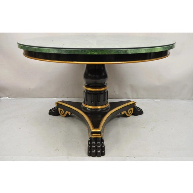 Late 20th Century Maitland Smith French Empire Green Greek Key Sunburst Round Dining Center Table For Sale - Image 12 of 12