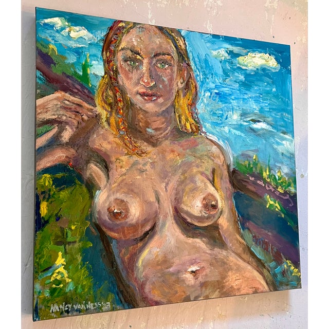 Pink “Top of the World”, Original Oil Paintings, Portrait of a Woman, by Van Ness For Sale - Image 8 of 9