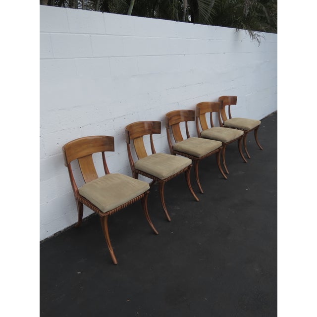 Kreiss Klismos Mid Century Modern Dining Chairs Solid Wood Set of Five 6439a For Sale - Image 10 of 18