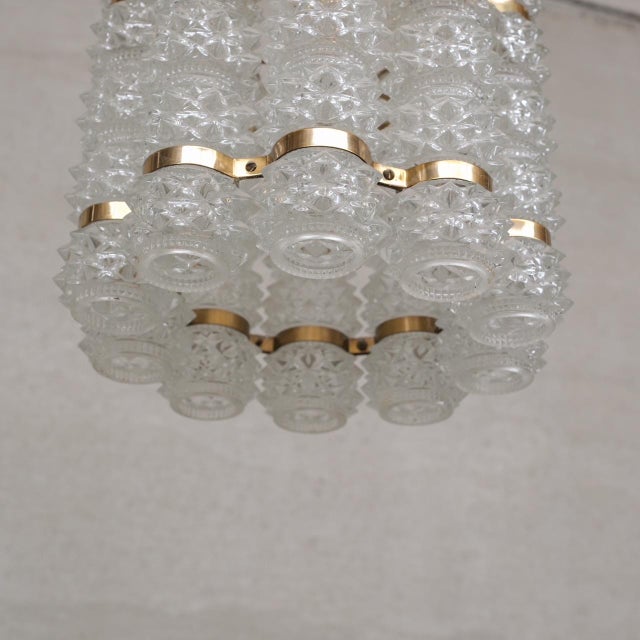 Metal Mid-Century Modern Swedish Brass and Glass Pendant Light by Orrefors for Tyringe, 1960s For Sale - Image 7 of 8