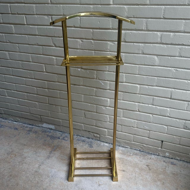 Mid-Century Modern Vintage Brass Valet Stand - Palm Beach Hollywood Regency Dresser Rack - Karl Springer Style For Sale - Image 3 of 11