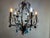 Metal Large Vintage 1990s Wrought Iron Floral Chandelier With Crystal Flowers & Aqua Blue Stones Details For Sale - Image 7 of 17