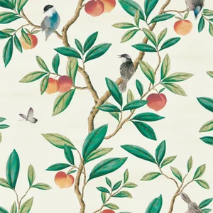 Harlequin Ella Wallpaper in Fig Blossom/Fig Leaf/ Nectarine - a Sample