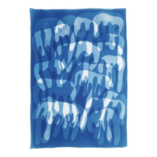 2025, Graffiti Dripping Paint, Urban Style, Blue Tones Cyanotype Print on Watercolor Paper by Kind of Cyan For Sale