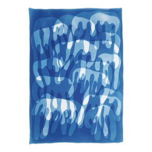 2025, Graffiti Dripping Paint, Urban Style, Blue Tones Cyanotype Print on Watercolor Paper by Kind of Cyan